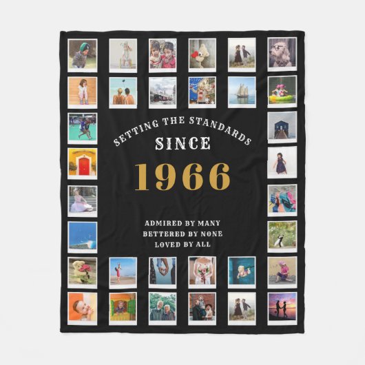 60th Birthday Family Memories Photo Collage Fleecedecke (Vorderseite)