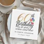 60th Birthday Gold Script Modern Chic Typography Serviette