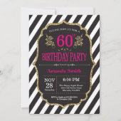 60th Birthday Invitation. Black and Gold Glitter Einladung (Vorderseite)