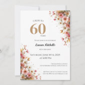 60th Birthday Invitation Elegant Gold Floral Style Einladung (Vorderseite)