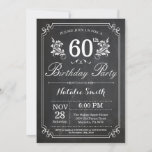 60th Birthday Invitation Floral Chalkboard Einladung<br><div class="desc">60th Birthday Invitation with Rustic Chalkboard Background and Floral Flower Pattern, Black and White. Adult Birthday. Male Men or Women Birthday. Kids Boy or Girl Lady Teen Teenage Bday Invite. 13th 15th 16th 18th 20th 21st 30th 40th 50th 60th 70th 80th 90th 100th. Any Age. For further customization, please click...</div>