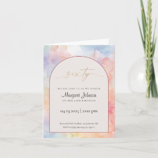 60th Birthday Invitation | Pastel Watercolor Gold  Einladung