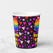 60th Birthday: Loving Hearts Pattern, Rainbow 60 Pappbecher (Links)