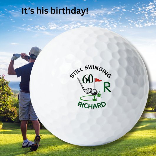 60th Birthday Men's Monogram Name Golfball