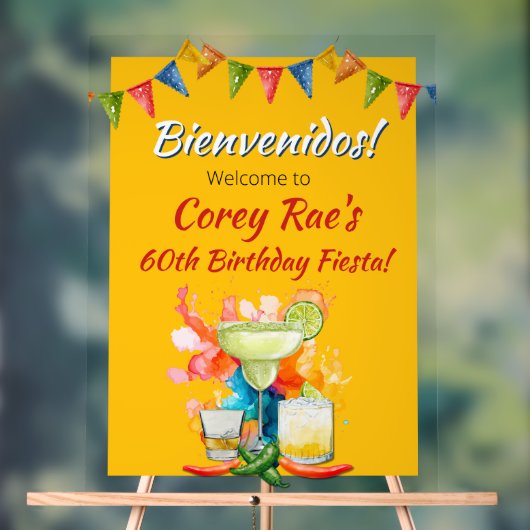 60th Birthday Mexican Fiesta Bienvenidos Welcome Acrylschild (Neutral)