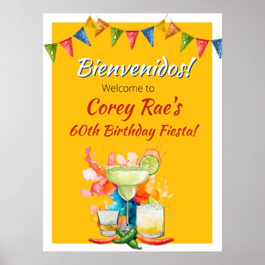 60th Birthday Mexican Fiesta Bienvenidos Welcome  Poster (Vorne)