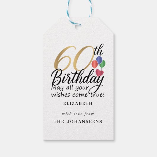 60th Birthday Modern Script Typography Gold Sixty Geschenkanhänger (Rückseite)