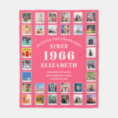 60th Birthday Mother Family Photo collage Pink Fleecedecke (Vorderseite)