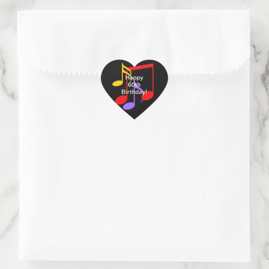 60th Birthday Music Notes  Heart Sticker (Tasche)