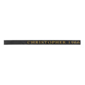60th Birthday Name 1966 Black Gold Elegant Chic Satinband (Vorderseite)