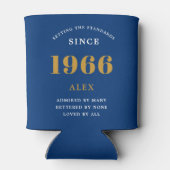 60th Birthday Name 1966 Blue Gold Elegant Chic Dosenkühler (Rückseite)