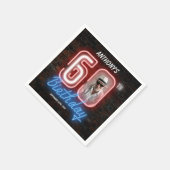 60th Birthday Neon 80s Retro Modern Custom Photo Serviette (Ecke)