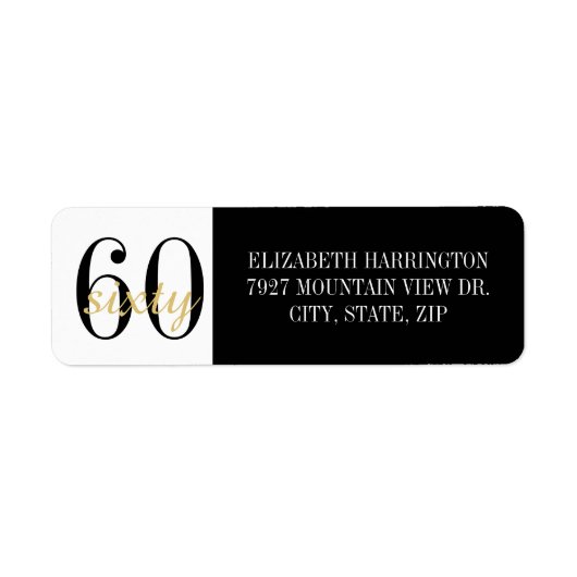 60th Birthday Party Black Gold Return Address (Vorne)