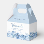 60th Birthday Party Dusty Blue Rose Floral Geschenkschachtel (Rückseite)