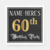 60th Birthday Party — Fancy Script, Faux Gold Look Serviette (Vorderseite)