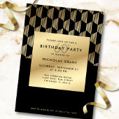 60th Birthday Party Modern Black and Gold Foil Einladung