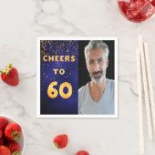 60th birthday party photo gold balloons blue serviette (Beispiel)