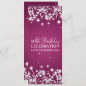 60th Birthday Party Winter Sparkle Berry Einladung (Vorne/Hinten)