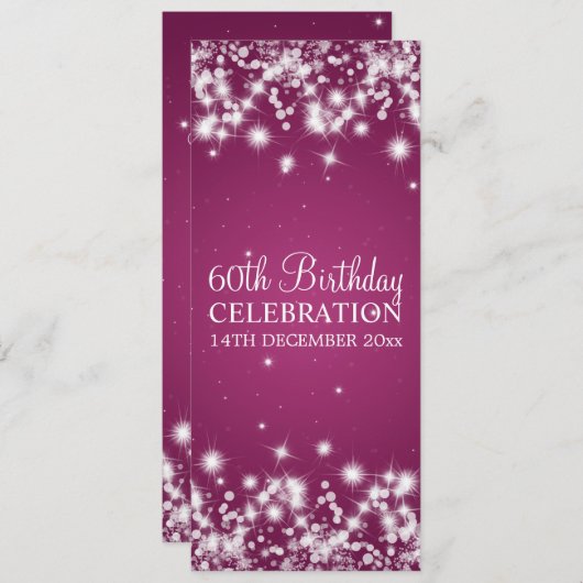 60th Birthday Party Winter Sparkle Berry Einladung (Vorne/Hinten)