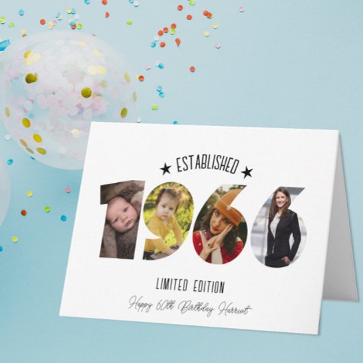 60th birthday Photo Collage established 1966 Dankeskarte