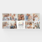 60th Birthday Photo Collage Gold Script Typography Banner (Horizontal)