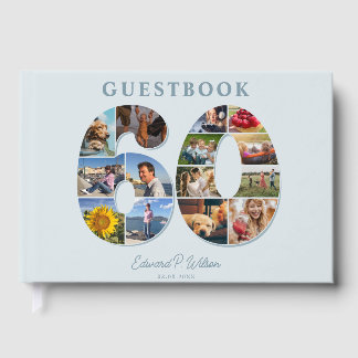 60th Birthday Photo Collage Milestone Guestbook Gästebuch