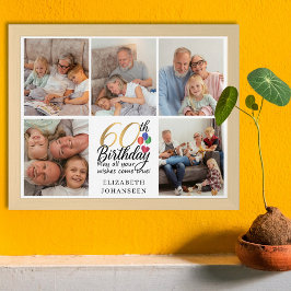 60th Birthday Photo Collage Script Typography Poster