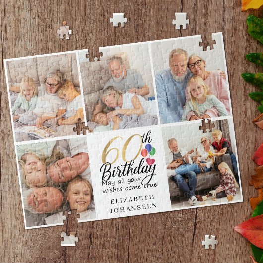 60th Birthday Photo Collage sixty years old Script Puzzle