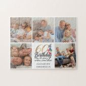 60th Birthday Photo Collage sixty years old Script Puzzle (Horizontal)