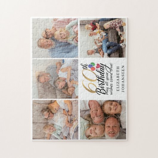 60th Birthday Photo Collage sixty years old Script Puzzle (Vertikal)