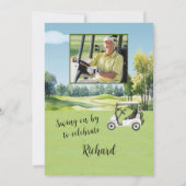 60th Birthday Photo Watercolor Golf Theme Einladung (Rückseite)