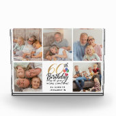 60th Birthday Picture Collage Script Typography Fotoblock (Vorderseite)