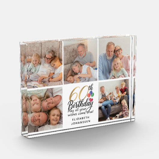 60th Birthday Picture Collage Script Typography Fotoblock (Links)