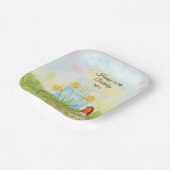 60th Birthday Robin with Daffodil Cake Pappteller (Gewinkelt)