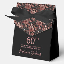60th Birthday Rose Gold Floral Thank You 
