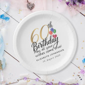 60th Birthday Script Gold Typography Modern Party Pappteller