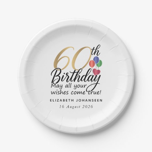 60th Birthday Script Gold Typography Modern Party Pappteller (Vorderseite)
