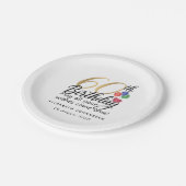 60th Birthday Script Gold Typography Modern Party Pappteller (Schrägansicht)