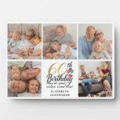60th Birthday Script Photo Collage Modern Keepsake Fotoplatte (Vorderseite)