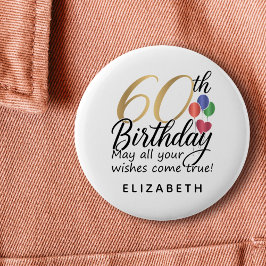 60th Birthday Script Typography Milestone Classic  Button