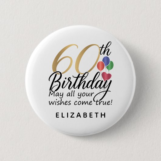 60th Birthday Script Typography Milestone Classic Button (Vorderseite)
