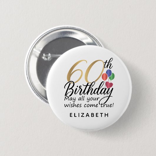60th Birthday Script Typography Milestone Classic Button (Vorne & Hinten)