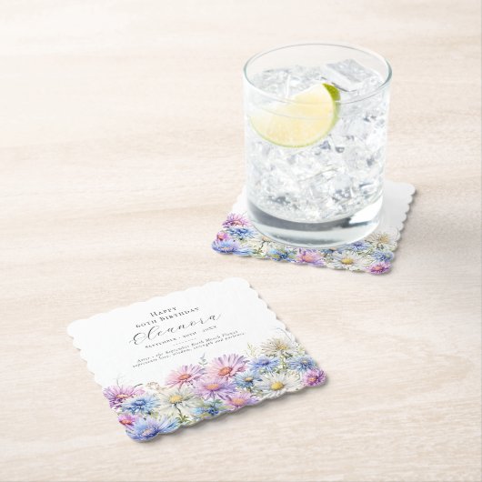 60th Birthday September Birth Flower Custom Untersetzer (Vor Ort)