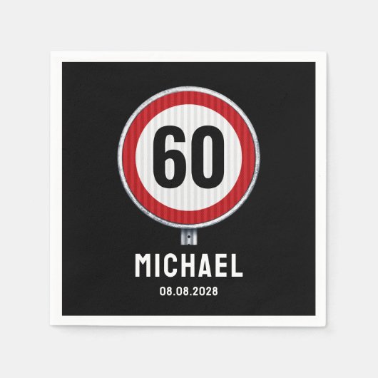 60th Birthday Speed Limit Sign - ANY AGE Serviette (Vorderseite)