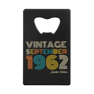 60th Birthday Vintage September 1962 Limited Edtn. Geldbeutel Flaschenöffner