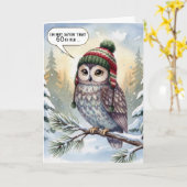 60th Birthday Watercolor Owl In Winter Hat Karte (Gelbe Blume)