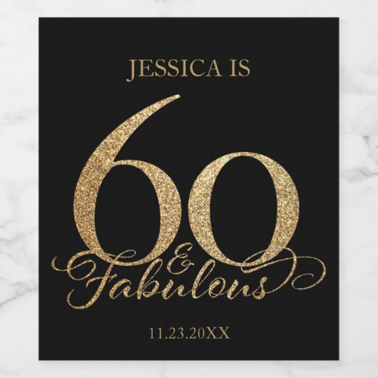 60th Birthday Weinetikett (Einzelnes Label)