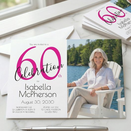 60th Celebration Minimal Pink 60th Birthday Einladung