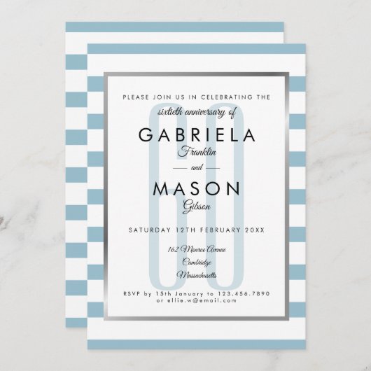 60th Diamond Wedding Anniversary Classic Art Deco Einladung (Vorne/Hinten)