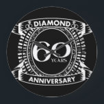 60th wedding anniversary diamond crest große wanduhr<br><div class="desc">A romantic design to celebrate your 60th year of marriage. If you would like any help customizing this design please contact me, their is an ask this designer button, just below this text. This sixtieth, 60 years wedding anniversary crest has the text diamond as that is the traditional gift for...</div>